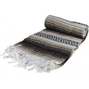 Authentic Mexican Falsa Blanket Tan Serape X Throw Yoga Woven Saltillo